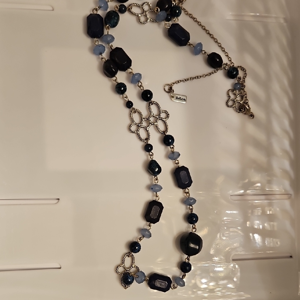 Liz And Co. Elegant Blue and Silver Necklace 31"-34"
